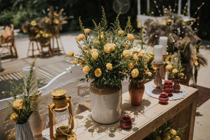 Floral detail and Tablescape — Haldi decor — Alila Diwa Goa